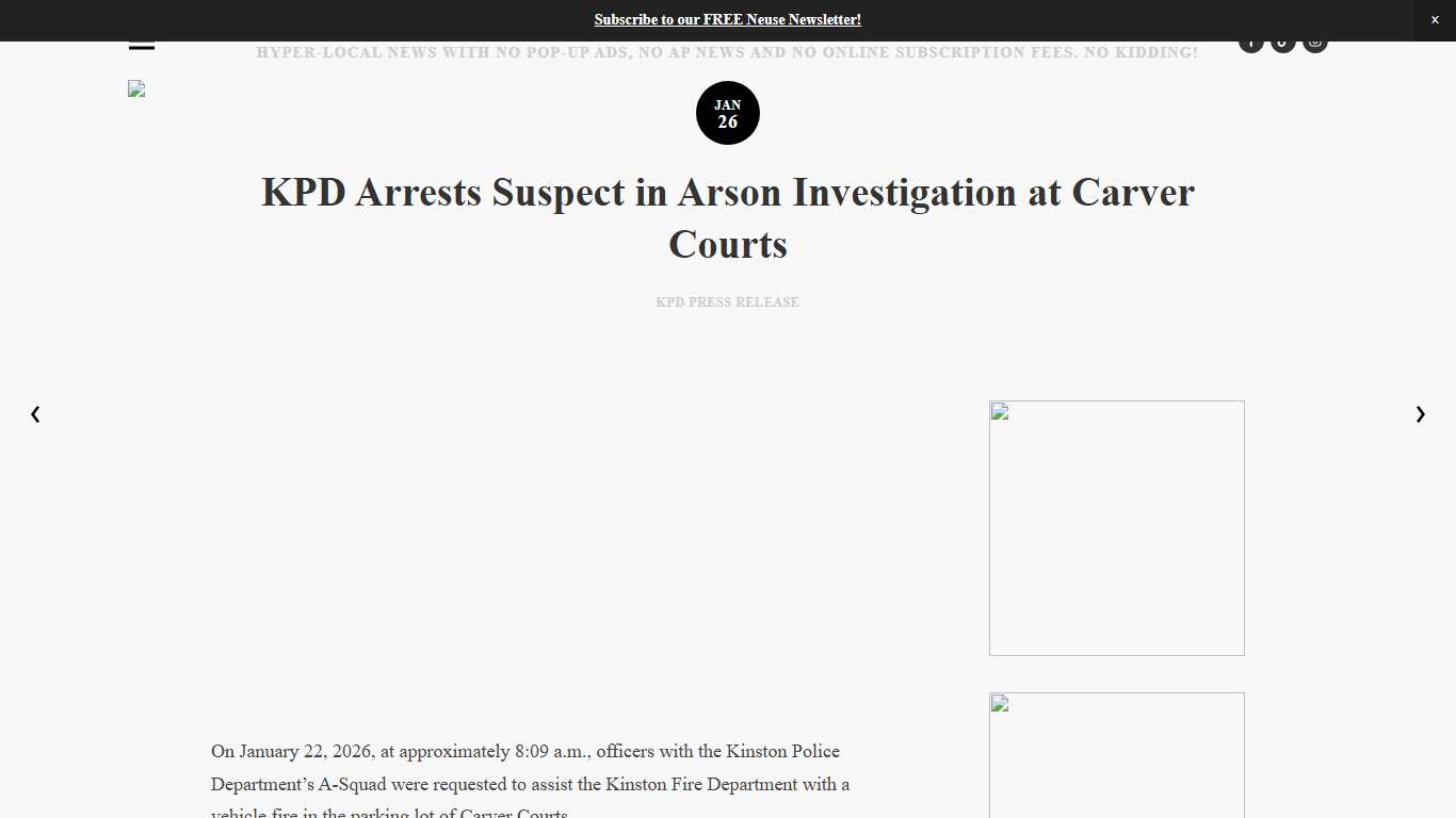 KPD Arrests Suspect in Arson Investigation at Carver Courts — Neuse News